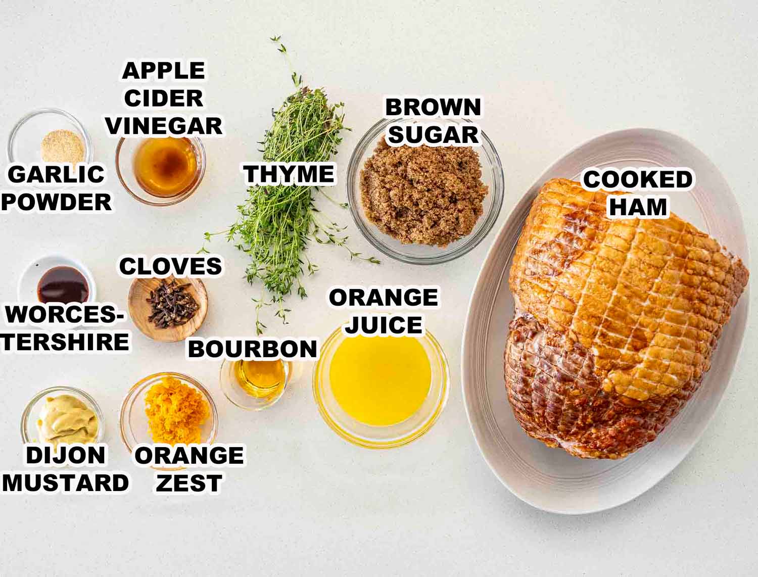 ingredients needed to make bourbon glazed ham.