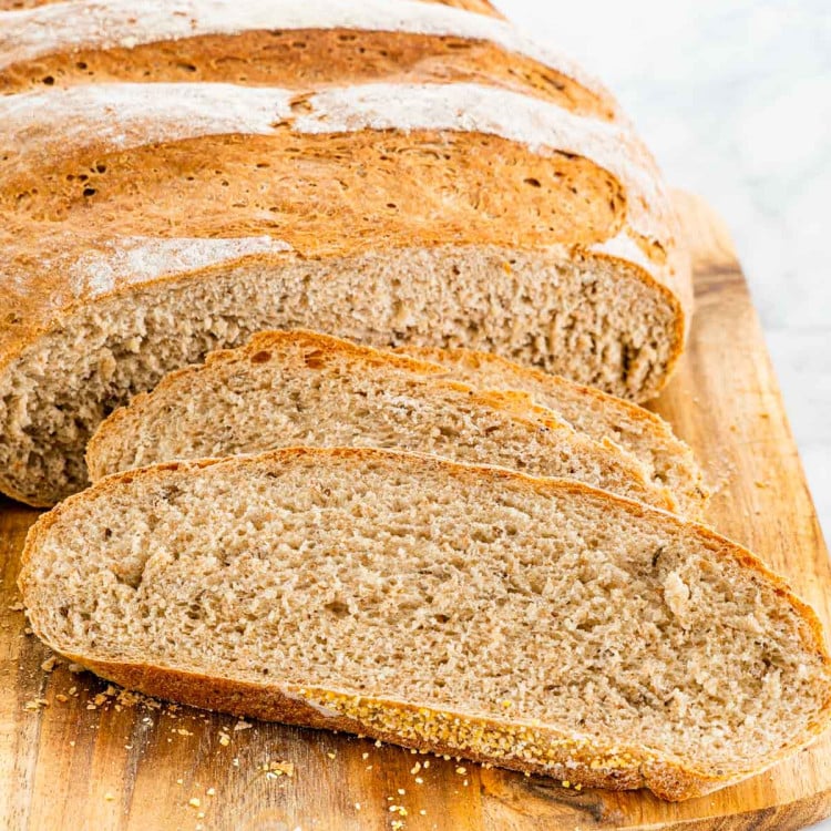 slices of freshly baked rye bread
