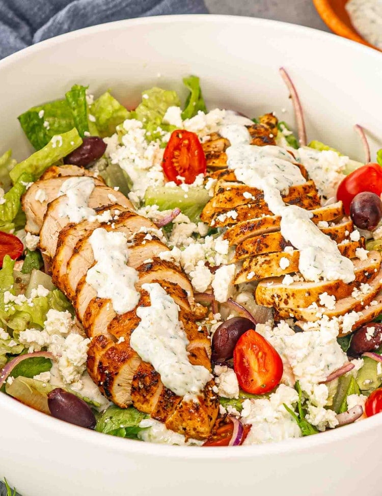 tzatziki chicken salad in a large bowl.